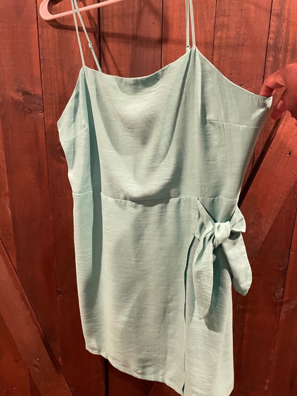 Nine West Mint Green Spaghetti Strap Mini Dress with Side Bow